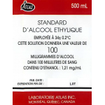 Solution d'alcool type Certifié Laboratoire Atlas Inc. 100 mg% (boite de 6 bouteilles de 500 ml)